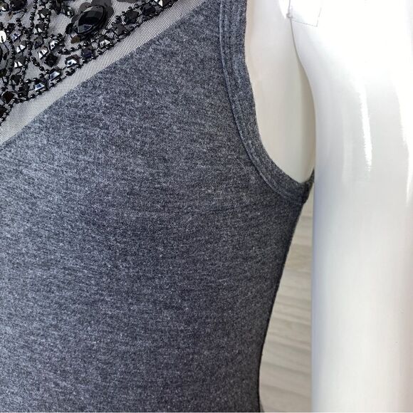 Express Y2K Beaded Neck Racer Back T-shirt Midi Dress Gray Black Small - Picture 6 of 10